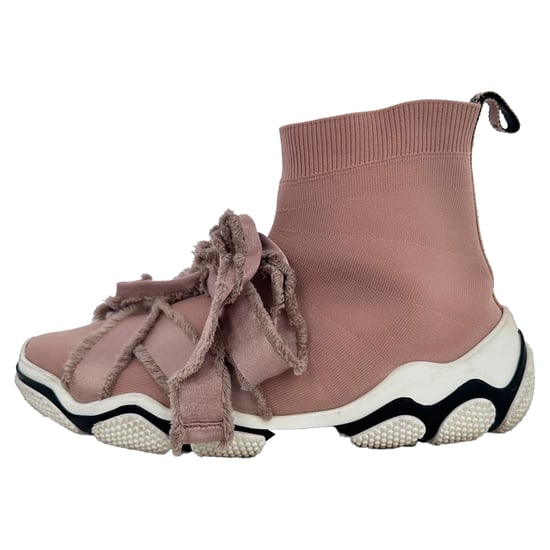 RED Valentino Glam Run Gebreide Hoge Sneakers in Roze Katoen - Image 2