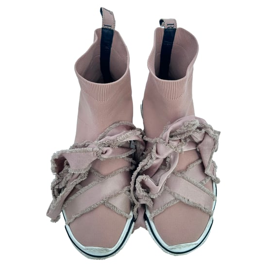 RED Valentino Glam Run Gebreide Hoge Sneakers in Roze Katoen - Image 5