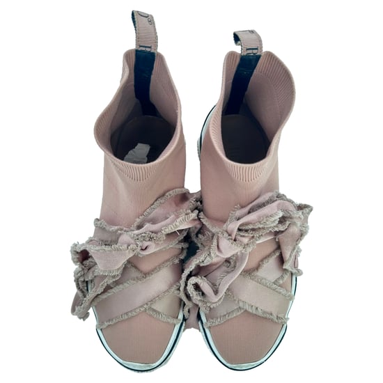 RED Valentino Glam Run Gebreide Hoge Sneakers in Roze Katoen - Image 6