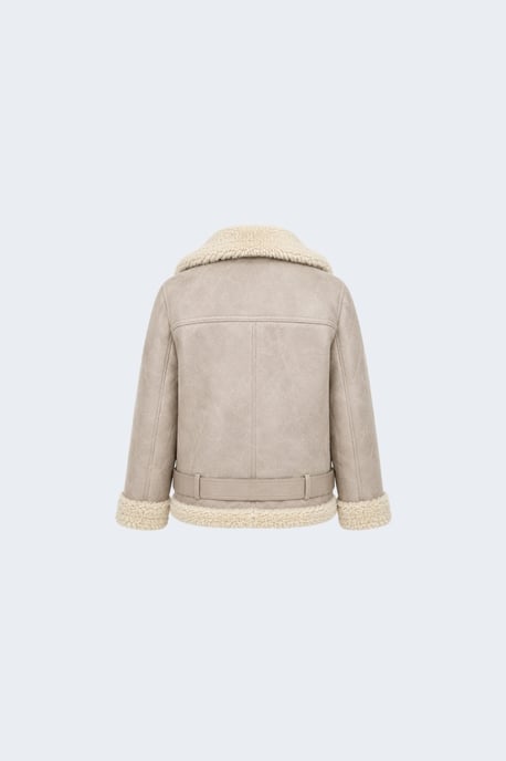 Jolie Faux-Shearling Biker Jacket Grey - Image 6