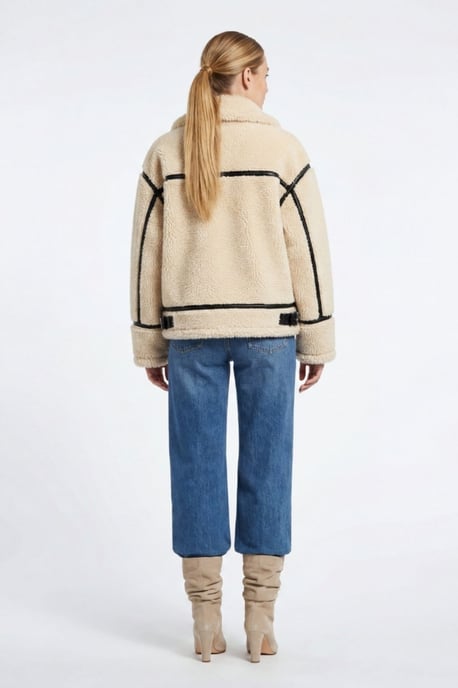 Delia Cropped Faux-Shearling Aviator Jacket beige - Image 2