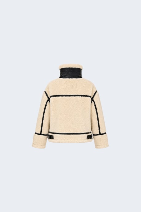 Delia Cropped Faux-Shearling Aviator Jacket beige - Image 5
