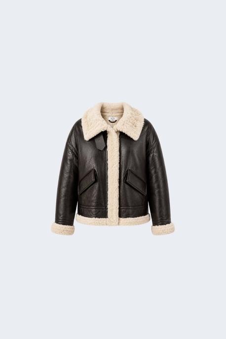 Jocelyn Faux-Shearling Aviator Jacket Brown - Image 4