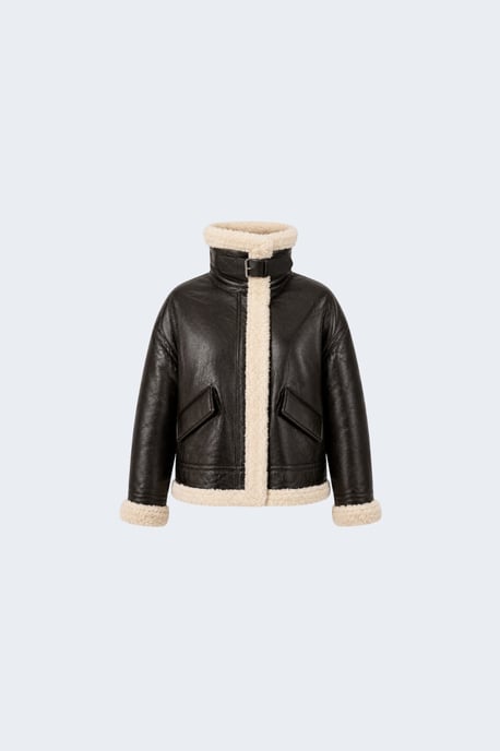 Jocelyn Faux-Shearling Aviator Jacket Brown - Image 5