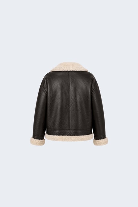 Jocelyn Faux-Shearling Aviator Jacket Brown - Image 6