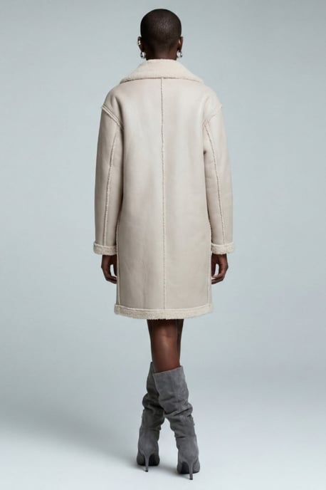 Morgan Double-Breasted Faux-Shearling Coat Grey - Image 2