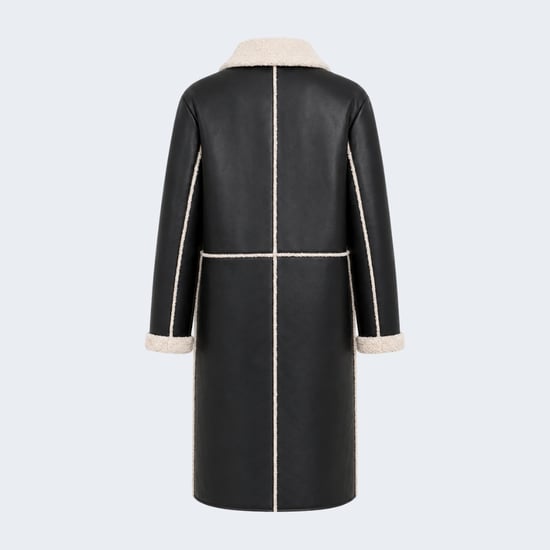 Avery Longline Faux-Shearling Coat Black - Image 5