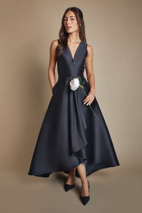 Coast Honoured Sleeveless Plunge Waterfall Twill Maxi Bridesmaid Dress - Image 1