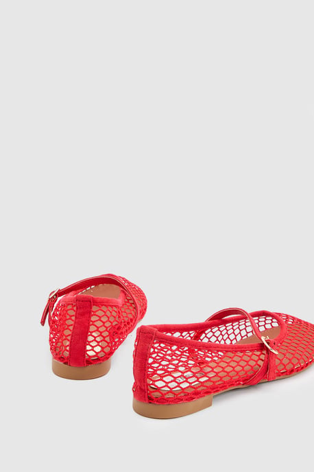 Tilly Mesh Mary-Jane Faux Leather Ballet Pumps - Image 3