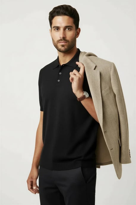 Short Sleeve Knitted Polo Top - Image 2