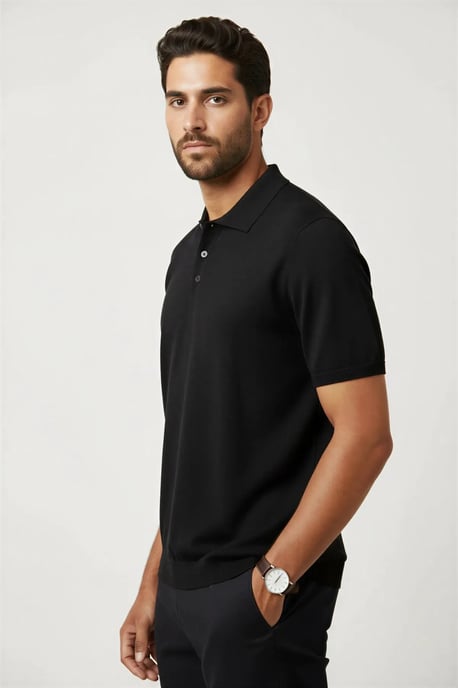 Short Sleeve Knitted Polo Top - Image 4