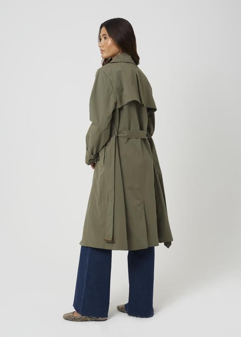 Brave Soul Women Classic Trench Coat Belted Smart Jacket - Image 2