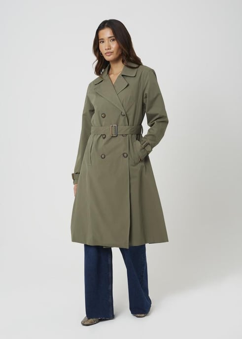 Brave Soul Women Classic Trench Coat Belted Smart Jacket - Image 3