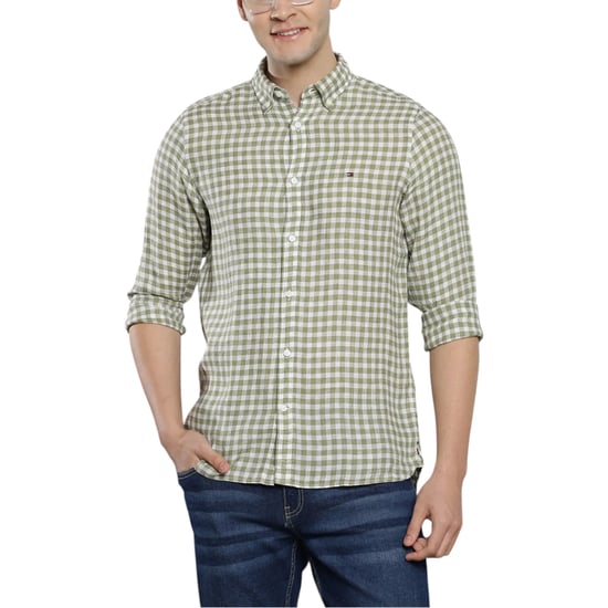Tommy Hilfiger Mens Oxford Shirts Gingham Checked Regular Long Sleeve Cotton Top - Image 1