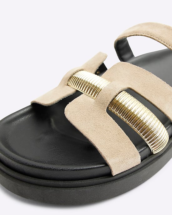 River Island Womens Sandals Beige Cut Out Detail Shoes - Image 3
