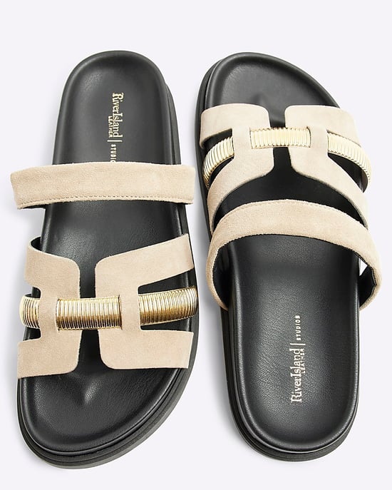 River Island Womens Sandals Beige Cut Out Detail Shoes - Image 4