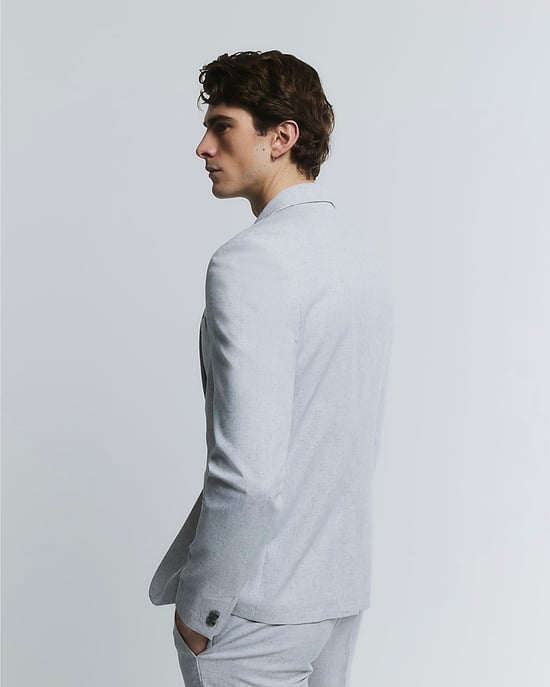 River Island Mens Blazer Jacket Grey Skinny Fit Textured - Image 4