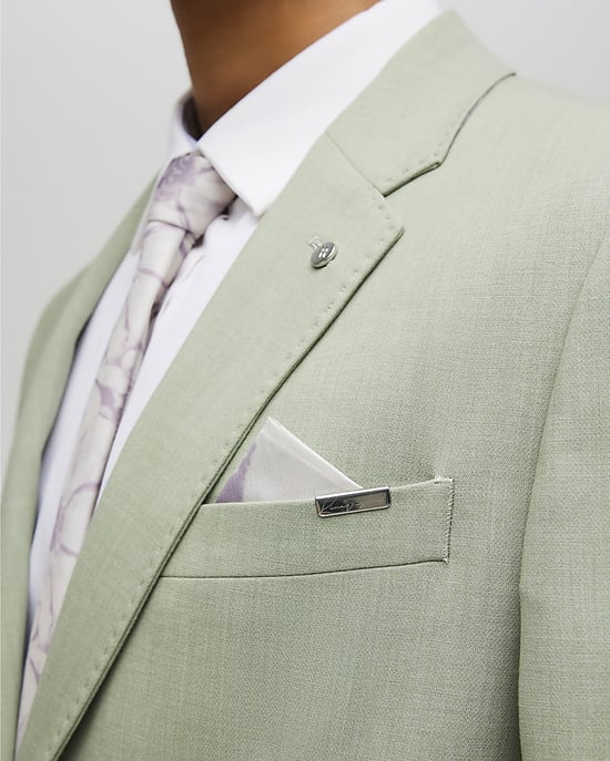 River Island Mens Suit Jacket Green Skinny Fit Stretch - Image 2