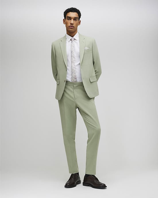 River Island Mens Suit Jacket Green Skinny Fit Stretch - Image 4