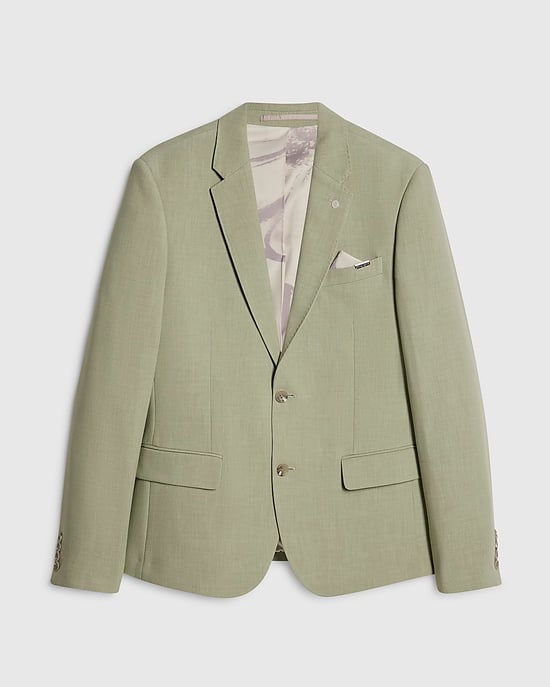 River Island Mens Suit Jacket Green Skinny Fit Stretch - Image 6