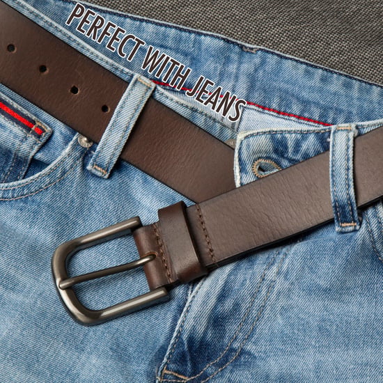 Men’s Full Grain Genuine Leather 1.5 Inch Belt in Brown - Image 2