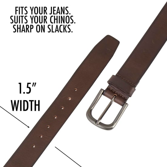Men’s Full Grain Genuine Leather 1.5 Inch Belt in Brown - Image 3