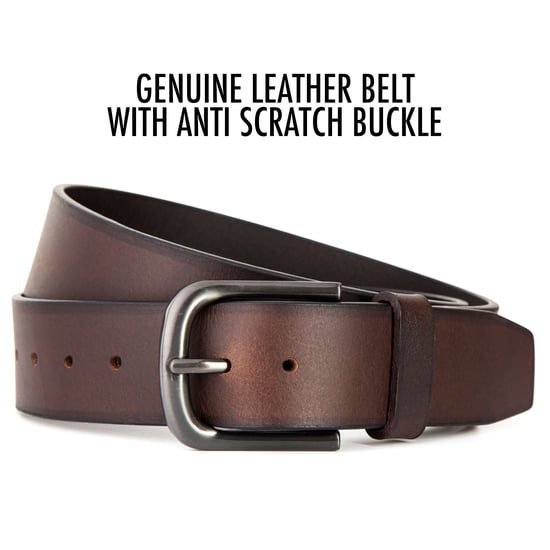 Men’s Full Grain Genuine Leather 1.5 Inch Belt in Brown - Image 4