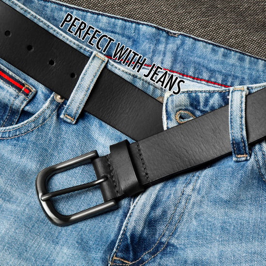 Men’s Full Grain Genuine Leather 1.5 Inch Belt in Black - Image 2