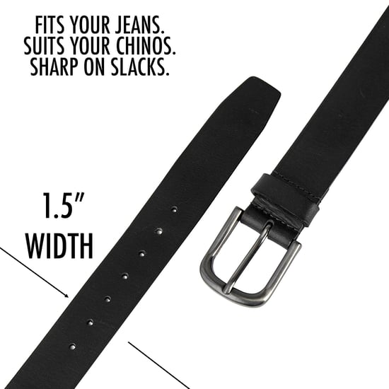 Men’s Full Grain Genuine Leather 1.5 Inch Belt in Black - Image 3