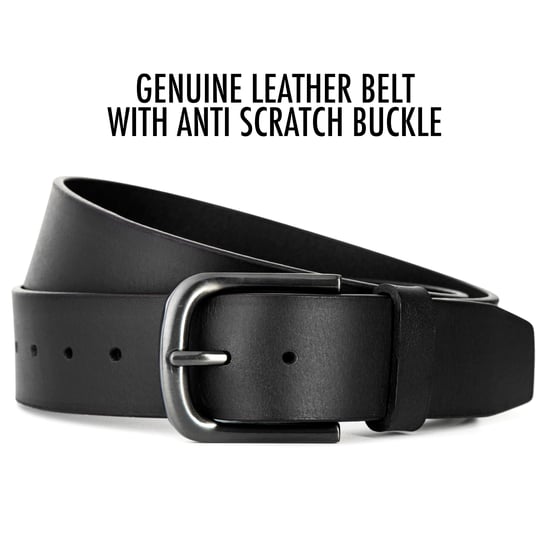 Men’s Full Grain Genuine Leather 1.5 Inch Belt in Black - Image 4