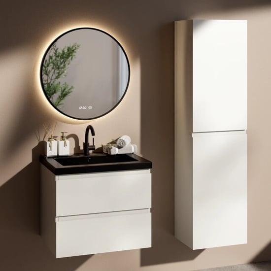 Mirlux Badkamermeubelset paris 60cm wit wastafel zwart - Image 1