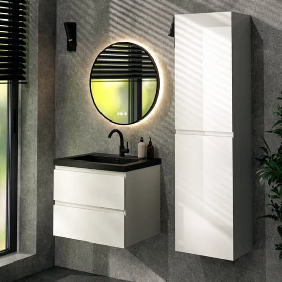 Mirlux Badkamermeubelset paris 60cm wit wastafel zwart - Image 5
