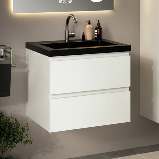 Mirlux Badkamermeubelset paris 60cm wit wastafel zwart - Image 6