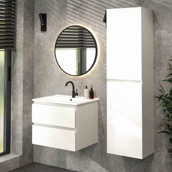 Mirlux Badkamermeubelset fayro 60cm wit wastafel wit - Image 2