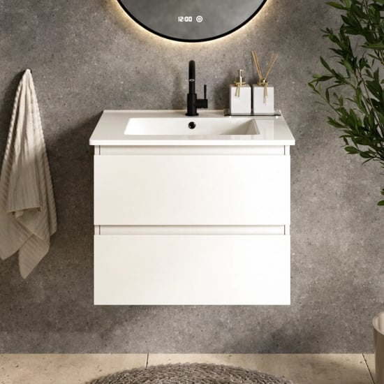 Mirlux Badkamermeubelset fayro 60cm wit wastafel wit - Image 6