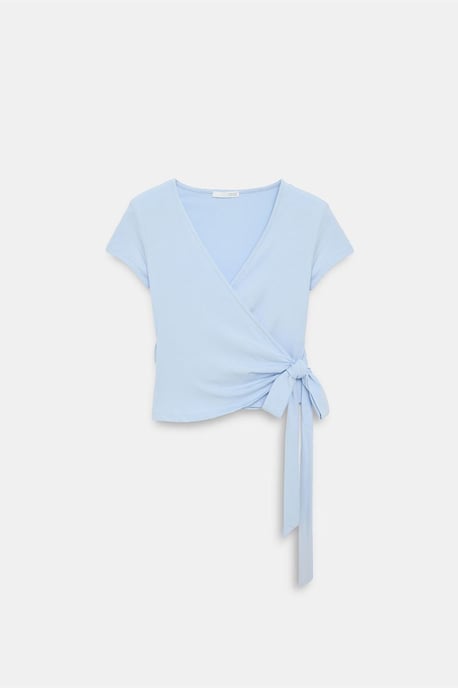 Crop Wrap Blouse With Tie Detail - Image 5