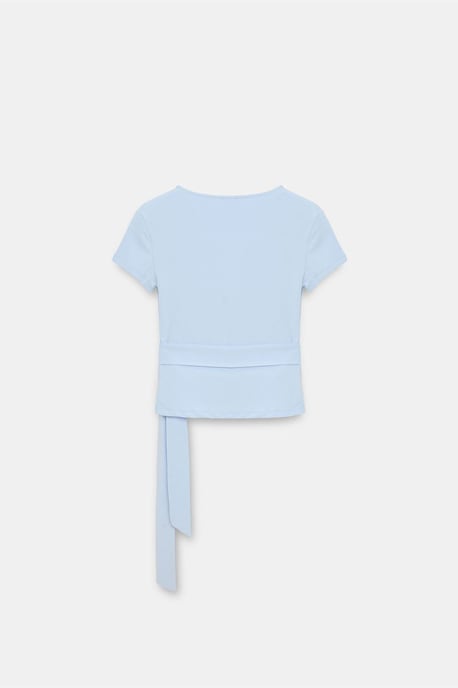 Crop Wrap Blouse With Tie Detail - Image 6