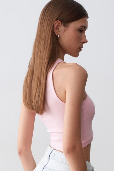 Geribbelde Mouwloze Crop Blouse - Image 2