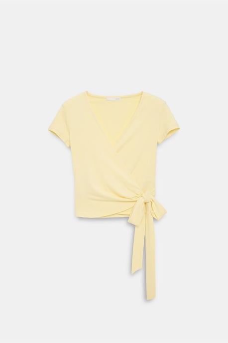 Crop Wrap Blouse With Tie Detail - Image 5