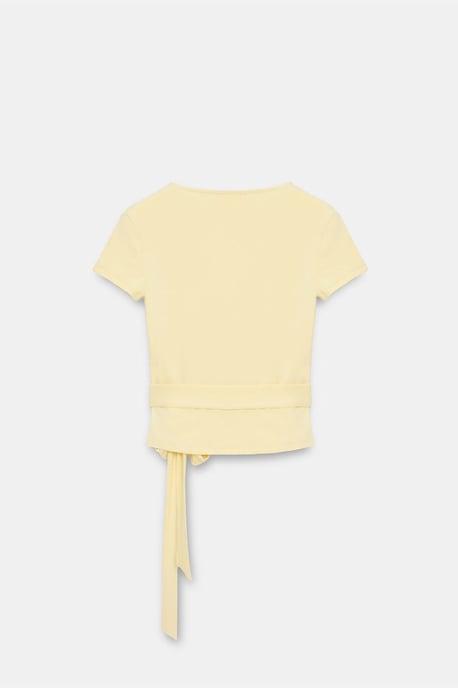 Crop Wrap Blouse With Tie Detail - Image 6