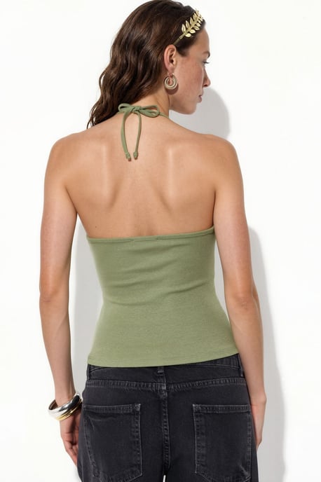 Slim Fit Halterneck Jersey Blouse - Image 3