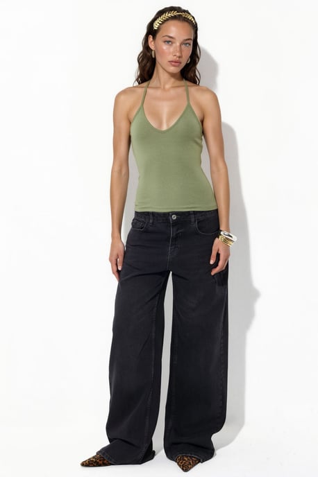 Slim Fit Halterneck Jersey Blouse - Image 4