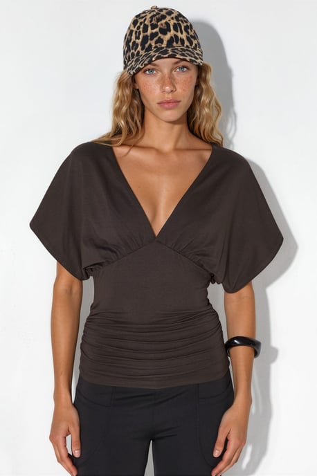 Slim Fit V-hals Jersey Blouse - Image 2
