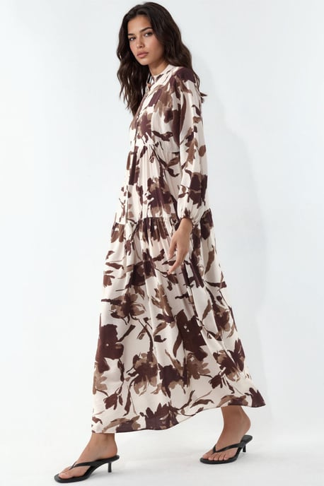 Floral Maxi Dress With Mandarin Collar - Image 2