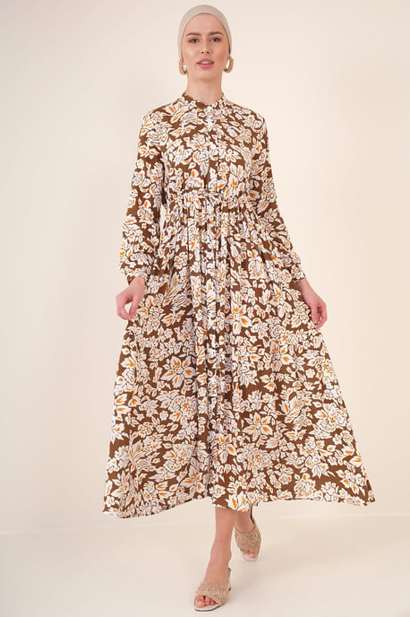 Maxi-jurk met patroon en knoopsluiting - Image 1