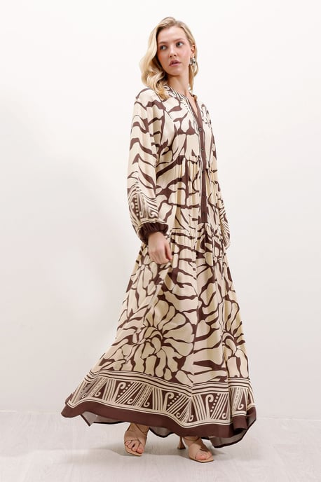 Geprinte V-hals Maxi-jurk - Image 3