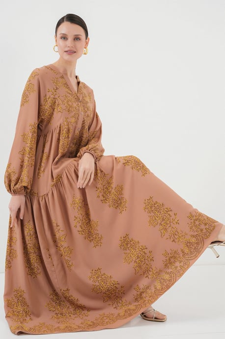 Geprinte V-hals Maxi-jurk met knoopsluiting - Image 2