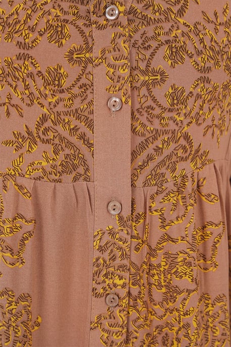 Geprinte V-hals Maxi-jurk met knoopsluiting - Image 5