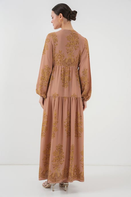 Geprinte V-hals Maxi-jurk met knoopsluiting - Image 6