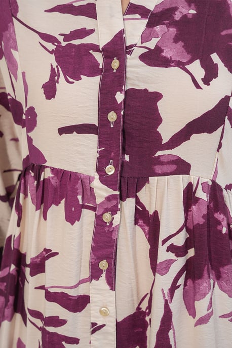 Floral Maxi Dress With Mandarin Collar - Image 6